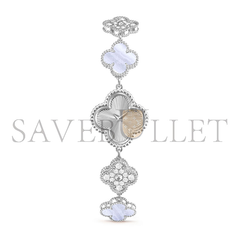 v*n cl**f sweet alhambra watch 18k white gold chalcedony D1am0nd vcarpeu100